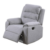1 Piece Manual Recliner With Padded Seat And Backrest - Gray