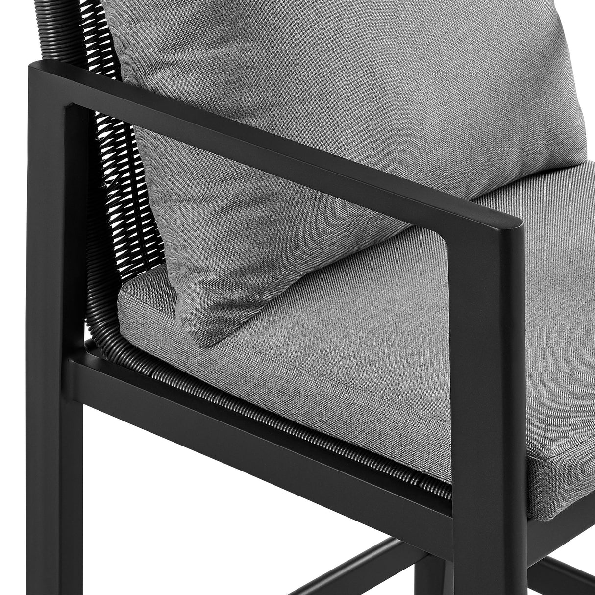 Cayman - Outdoor Patio Counter Height Bar Stool In Aluminum With Gray Cushions