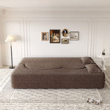 Modern Floor Sofa, With 2 Pillows, Convertible Teddy Fabric Foam Filled Bed