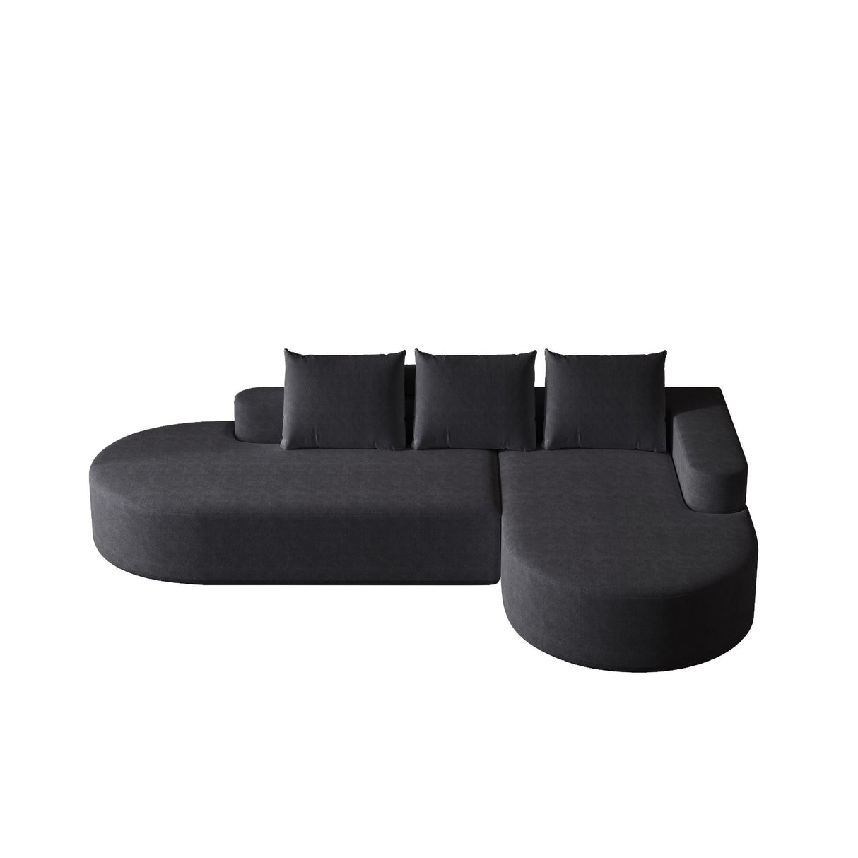 Modern Curved Sofa, L-Shaped Modular Sectional Set With 3 Pillows
