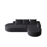Modern Curved Sofa, L-Shaped Modular Sectional Set With 3 Pillows