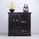 Modern Sideboard With Tempered Glass Doors - Ox Blood Red