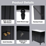 36" Bathroom Vanity With Sink, Freestanding Cabinet With Drawers, 2 Package - Black