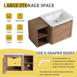 Wall Mounted Bathroom Vanity & Sink, Storage Shelves & Soft Close Door