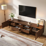 78" TV Stand For 85" TVs With Soft Close Doors, Open Shelf - Walnut