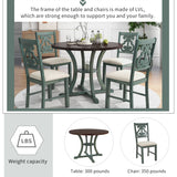 5 Piece Round Dining Table And Chair Set With Unique Legs And Hollow Chair Back