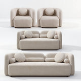 4 Piece Living Room Set With 3 Seater Sofa, Loveseat, And 2 Accent Chairs For Apartment - Light Beige - 4 Piece Living Room Sets available at Alpine Outlets in Denver