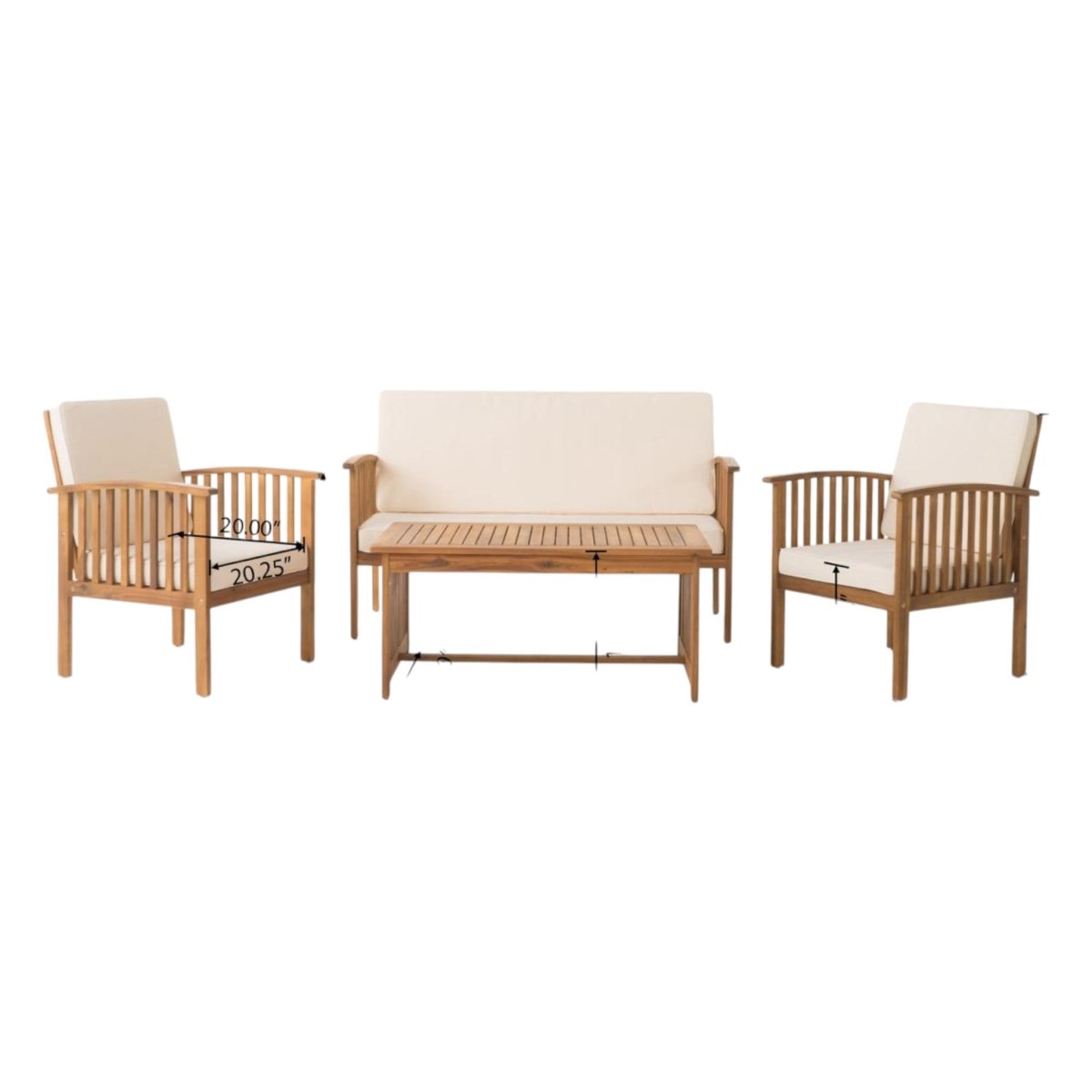 4 - Piece Modern Acacia Wood Patio Set (ID N678901) - Outdoor Furniture Sets available at Alpine Outlets in Denver