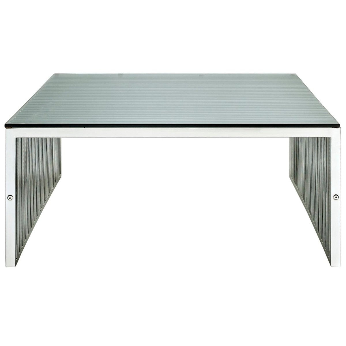 40 Inch Square Tubular Stainless Steel Coffee Table in Silver - Coffee Tables available at Alpine Outlets in Denver