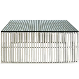 40 Inch Square Tubular Stainless Steel Coffee Table in Silver - Coffee Tables available at Alpine Outlets in Denver