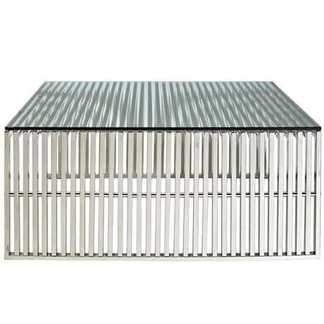 40 Inch Square Tubular Stainless Steel Coffee Table in Silver - Coffee Tables available at Alpine Outlets in Denver