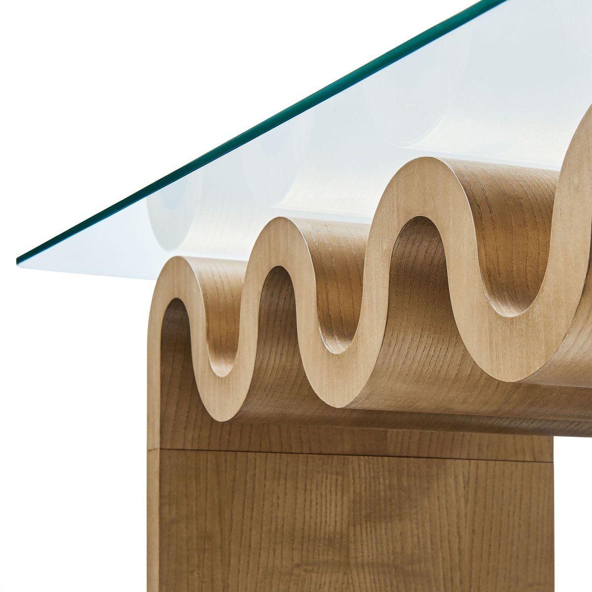 40 Inch Wave - Shaped Glass Top Coffee Table - Coffee Tables available at Alpine Outlets in Denver