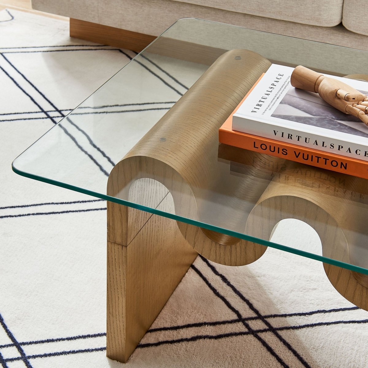 40 Inch Wave - Shaped Glass Top Coffee Table - Coffee Tables available at Alpine Outlets in Denver