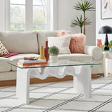 40 Inch Wave - Shaped Glass Top Coffee Table - Coffee Tables available at Alpine Outlets in Denver