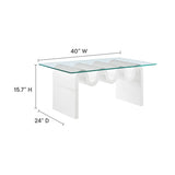 40 Inch Wave - Shaped Glass Top Coffee Table - Coffee Tables available at Alpine Outlets in Denver