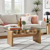 40 Inch Wave - Shaped Glass Top Coffee Table - Coffee Tables available at Alpine Outlets in Denver