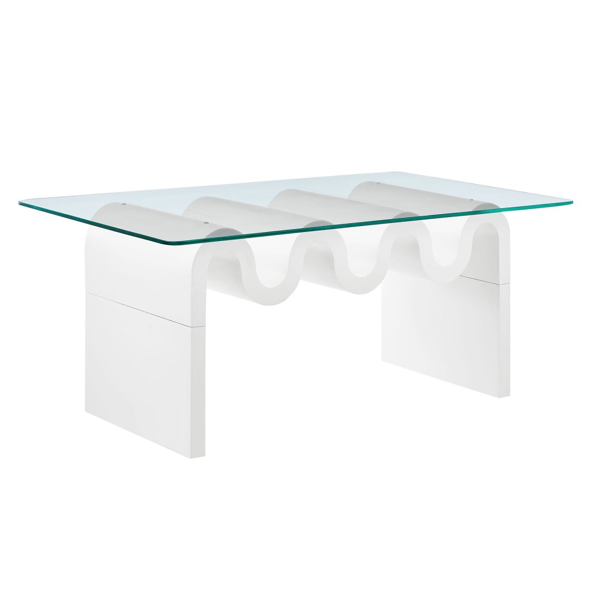 40 Inch Wave - Shaped Glass Top Coffee Table - Coffee Tables available at Alpine Outlets in Denver