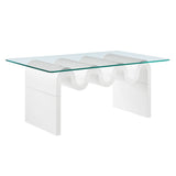 40 Inch Wave - Shaped Glass Top Coffee Table - Coffee Tables available at Alpine Outlets in Denver