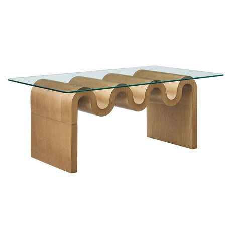 40 Inch Wave - Shaped Glass Top Coffee Table - Coffee Tables available at Alpine Outlets in Denver
