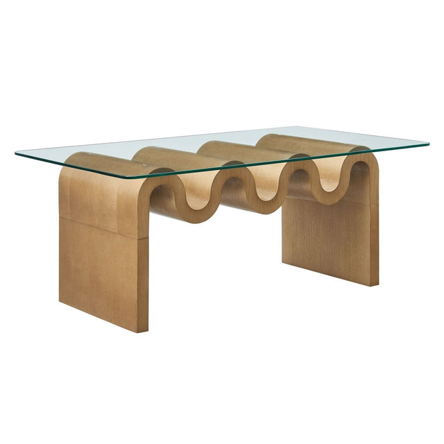 40 Inch Wave - Shaped Glass Top Coffee Table - Coffee Tables available at Alpine Outlets in Denver