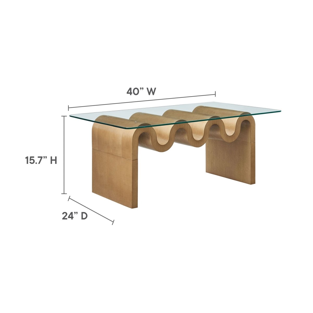 40 Inch Wave - Shaped Glass Top Coffee Table - Coffee Tables available at Alpine Outlets in Denver