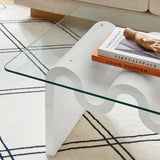 40 Inch Wave - Shaped Glass Top Coffee Table - Coffee Tables available at Alpine Outlets in Denver
