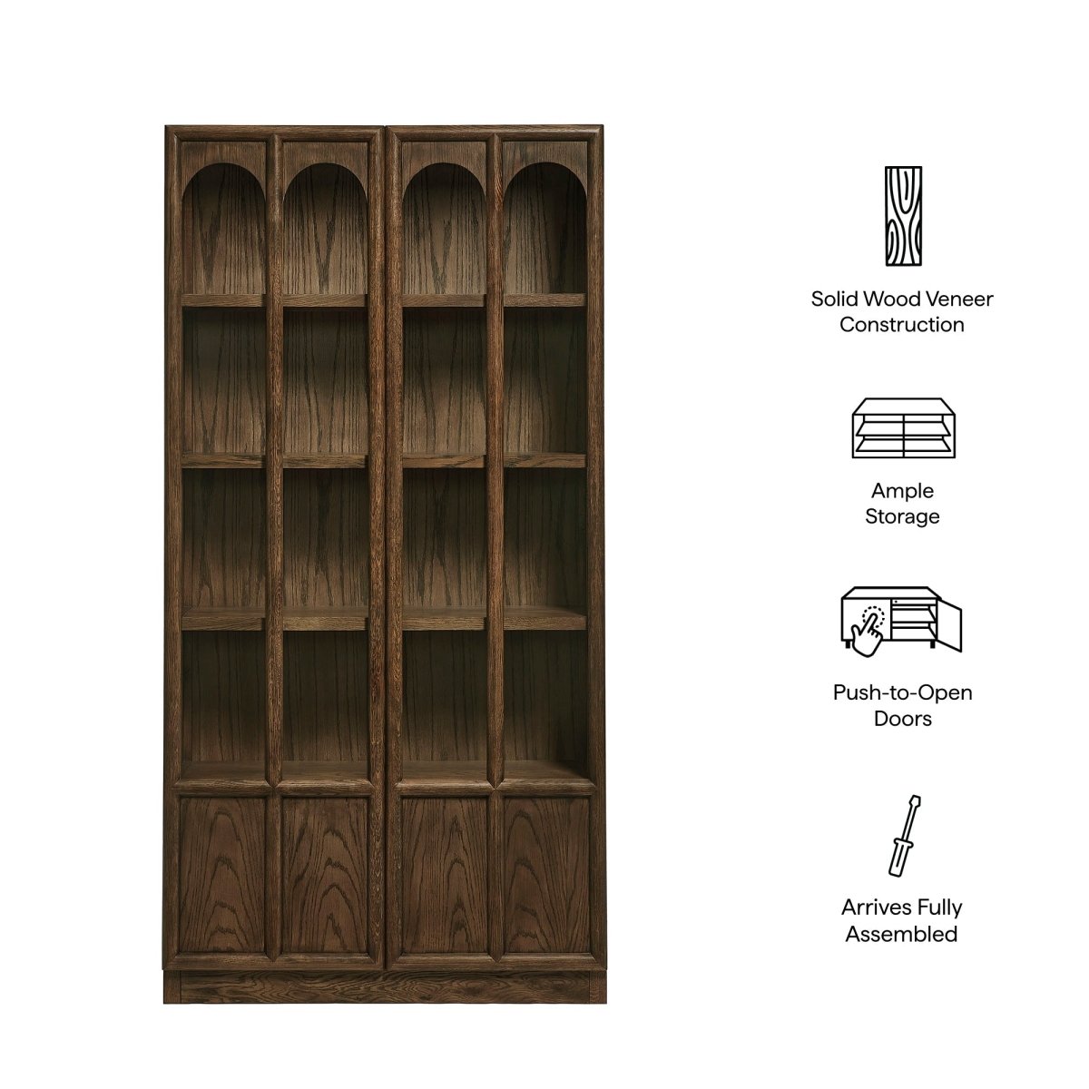 40" Tall Arched Solid Wood and Glass Display Cabinet - Bookcases available at Alpine Outlets in Denver