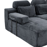 Sectional Sleeper Sofa & Storage Pockets, Modular Couch With Throw Pillows For Living Room