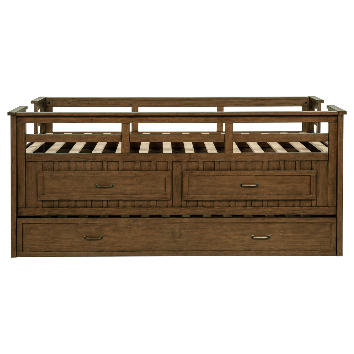 Carlsbad Wood Twin Captain's Bed with Trundle, Medium Brown
