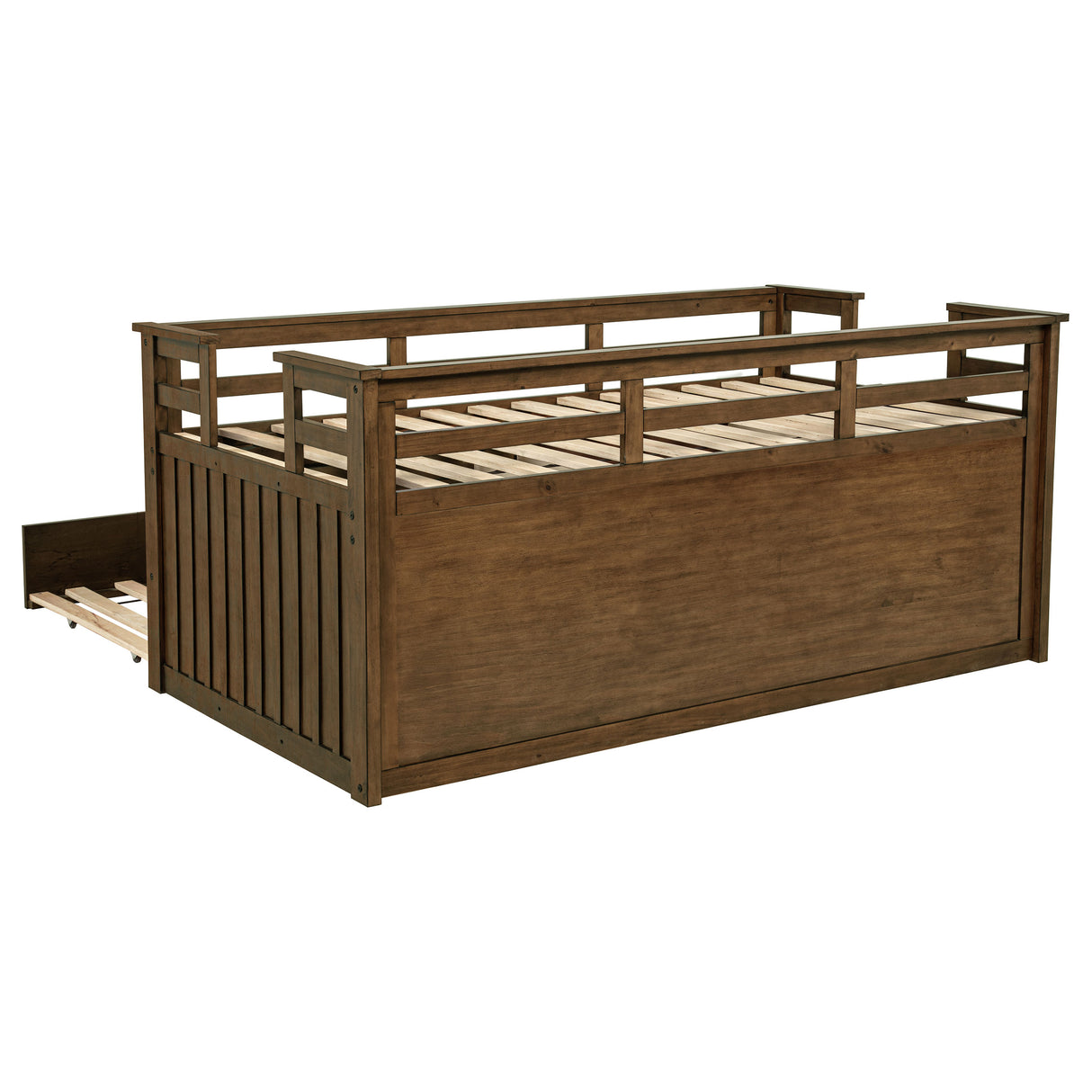 Carlsbad Wood Twin Captain's Bed with Trundle, Medium Brown