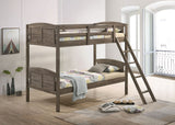 Flynn Wood Twin Over Twin Bunk Bed with Mattress - Weathered Brown