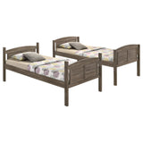 Flynn Wood Twin Over Twin Bunk Bed with Mattress - Weathered Brown