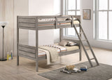 Ryder Wood Twin Over Twin Bunk Bed with Mattress - Weathered Taupe