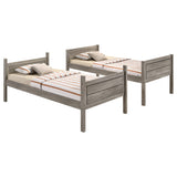 Ryder Wood Twin Over Twin Bunk Bed with Mattress - Weathered Taupe