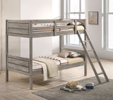 Ryder Wood Twin Over Twin Bunk Bed in Weathered Taupe