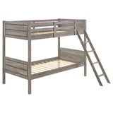 Ryder Wood Twin Over Twin Bunk Bed in Weathered Taupe