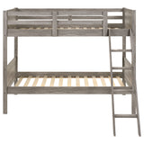 Ryder Wood Twin Over Twin Bunk Bed in Weathered Taupe