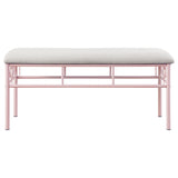Massi Fabric Upholstered Bench in White and Powder Pink
