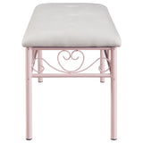 Massi Fabric Upholstered Bench in White and Powder Pink