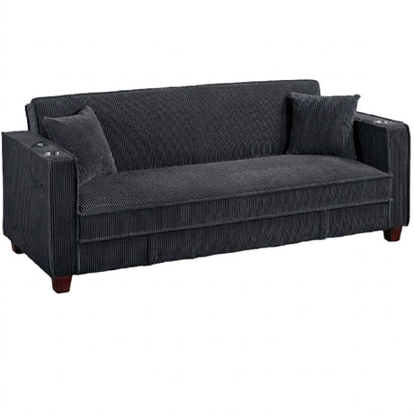 Modern Convertible Sofa With Hidden Storage USB Port, Cup Holder