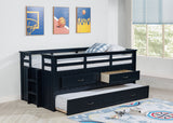 Carlsbad Wood Twin Captains Bed with Trundle, Navy Blue
