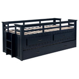 Carlsbad Wood Twin Captains Bed with Trundle, Navy Blue