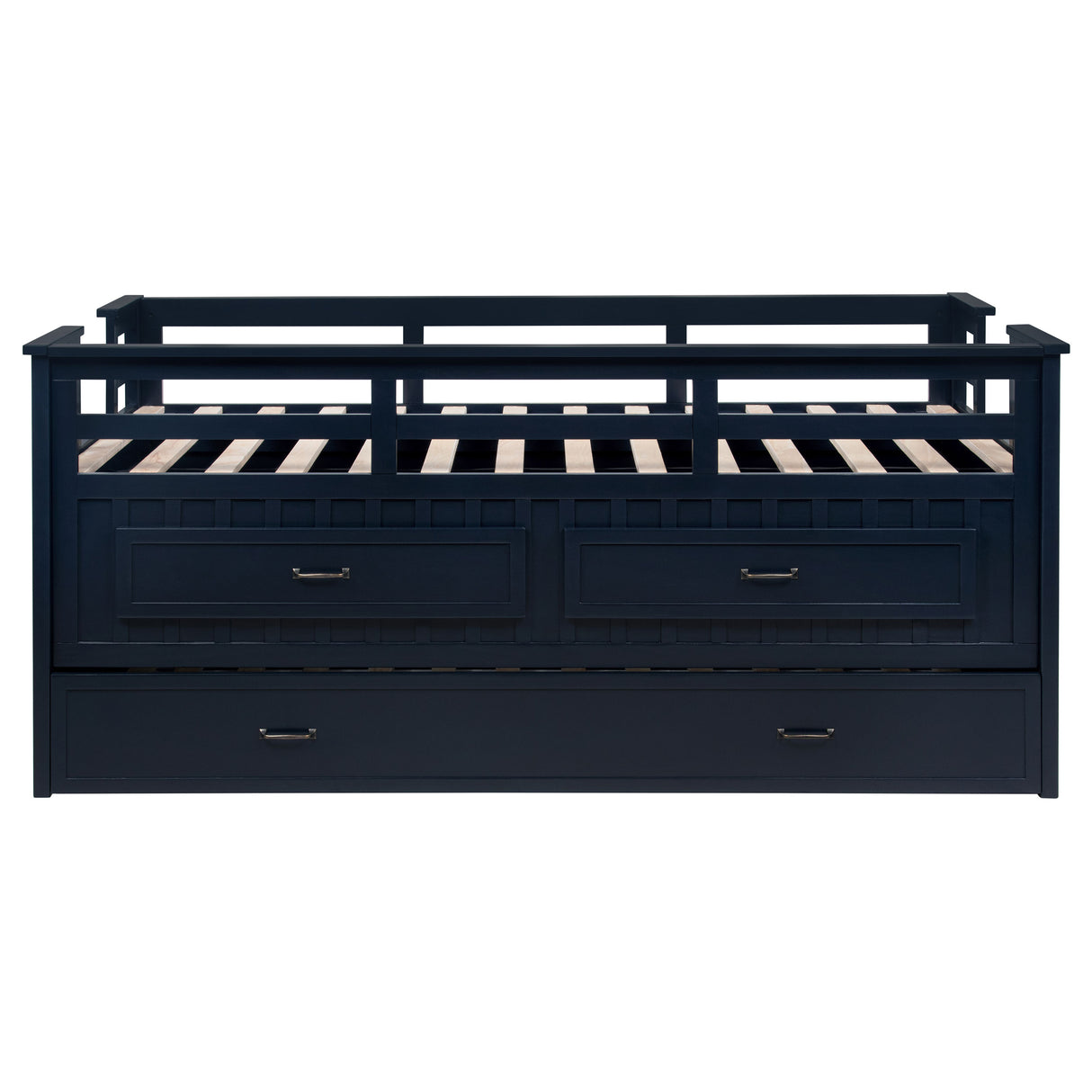 Carlsbad Wood Twin Captains Bed with Trundle, Navy Blue