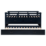 Carlsbad Wood Twin Captains Bed with Trundle, Navy Blue