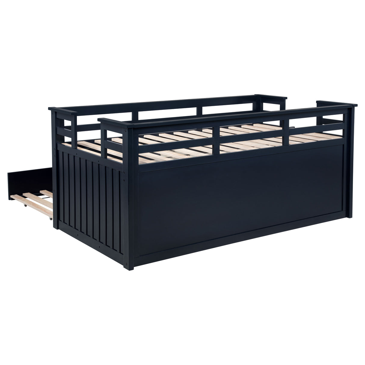 Carlsbad Wood Twin Captains Bed with Trundle, Navy Blue