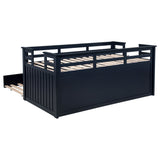 Carlsbad Wood Twin Captains Bed with Trundle, Navy Blue