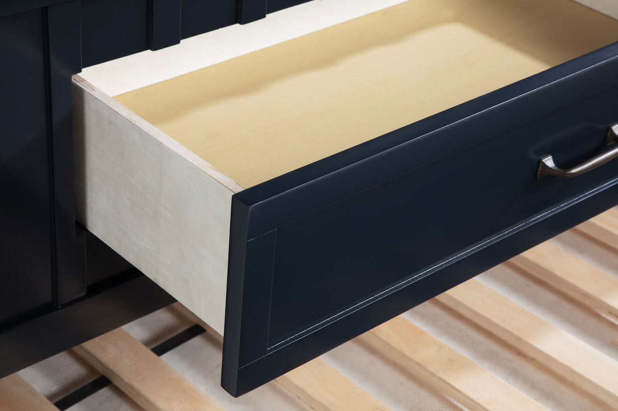 Carlsbad Wood Twin Captains Bed with Trundle, Navy Blue