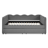 Gingham Daybed With USB Charging Port, Wave-Shaped Design