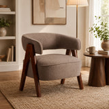 Accent Armchair With Soft Upholstered Seat - Brownish-Red
