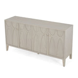 Wood Sideboard With Adjustable Shelves And Storage Cabinet - White Washed